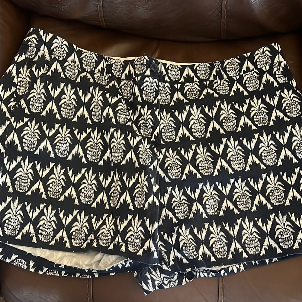Navy and White Pineapple Print Women's Shorts